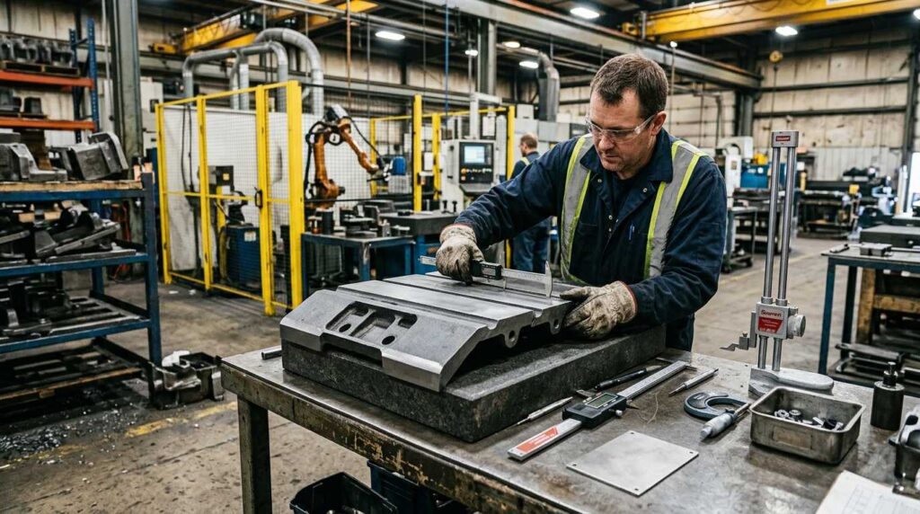 Quality inspection after robotic grinding of track pad
