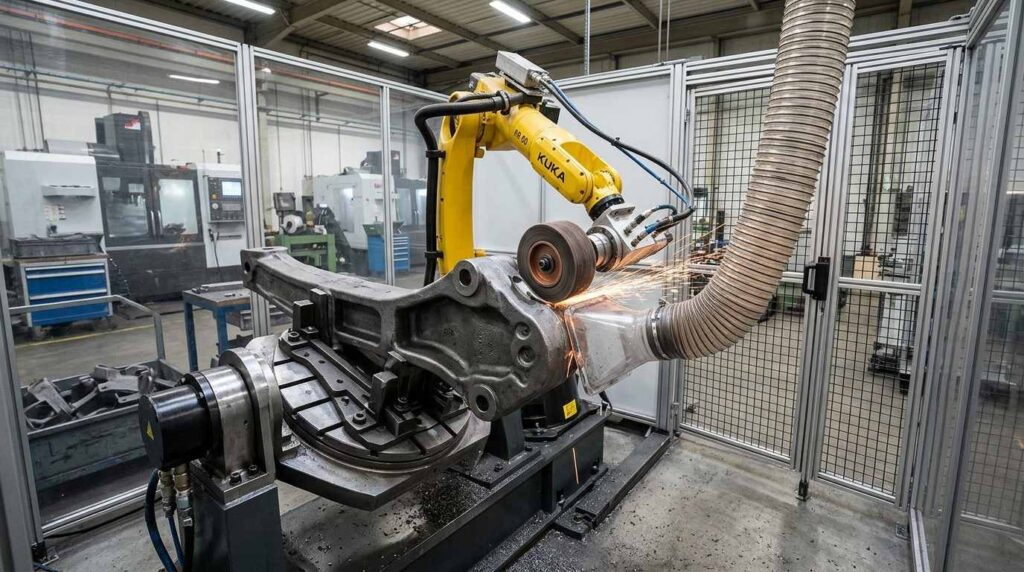 Robotic grinding process for automotive cast cantilever beam
