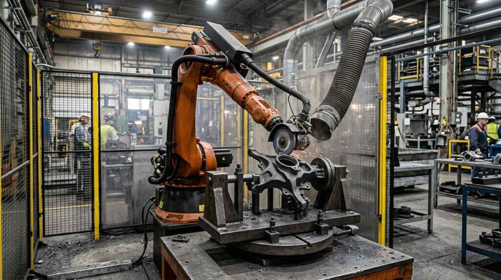 Robotic grinding process for cast iron steering knuckle
