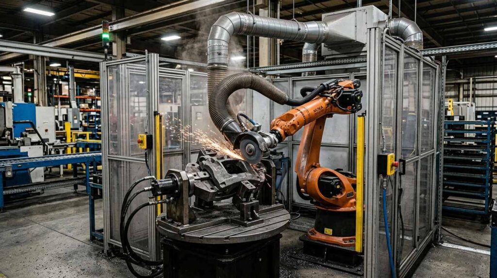 Caliper Bracket Robotic Grinding Solution 4 Robotic grinding process for cast iron caliper bracket