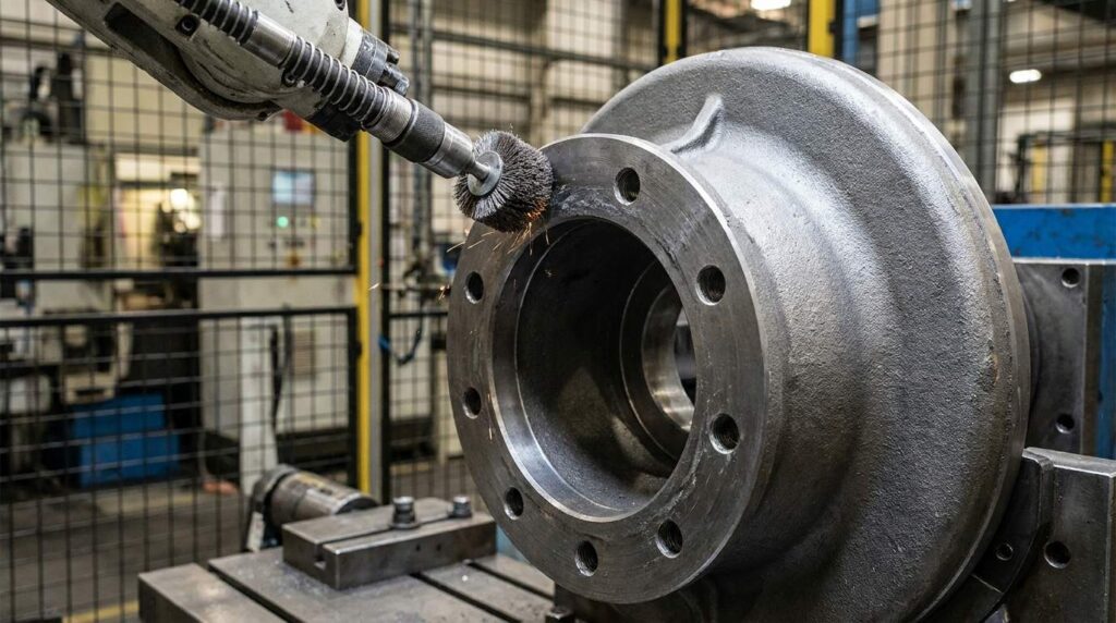Truck Wheel Hub Robotic Grinding Solution 4 Robotic grinding process for cast iron truck wheel hub