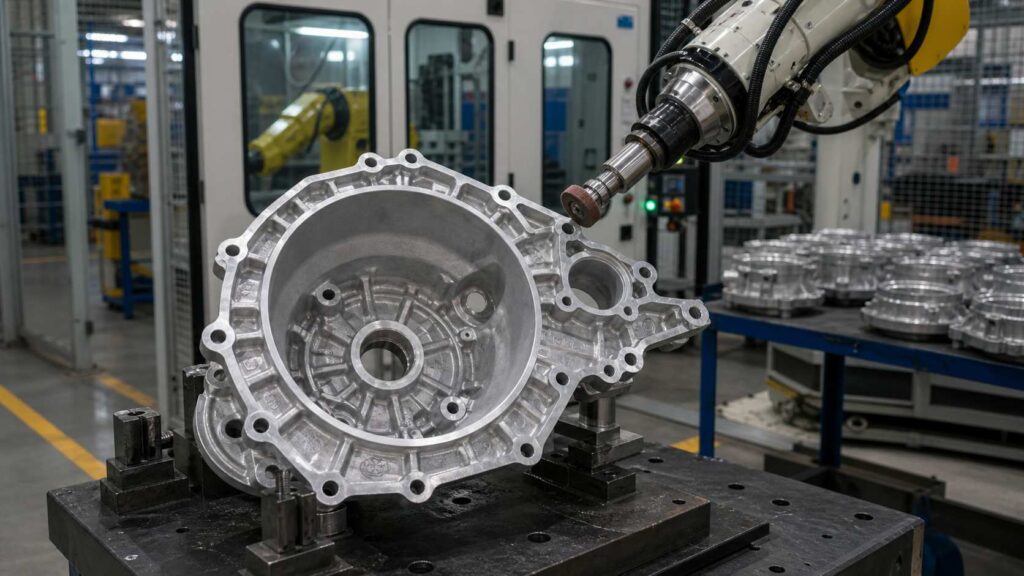 Aluminum Alloy Transmission Bell Housing Robotic Deburring and Grinding Process