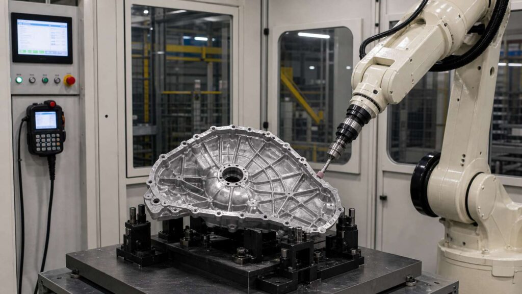 Aluminum Alloy CVT Transmission Side Cover Robotic Deburring Solution 7 Aluminum Alloy CVT Transmission Side Cover Robotic Deburring Solution