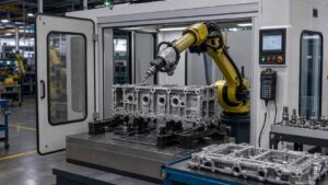 Aluminum Alloy Engine Bedplate Side Wall Robotic Deburring Solution
