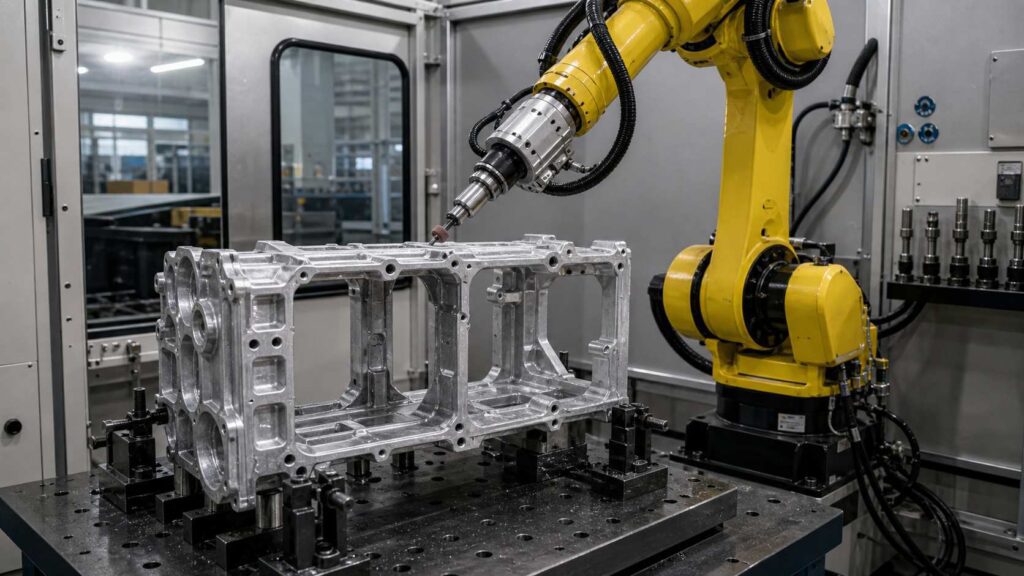 Aluminum Alloy Cylinder Block Skirt Frame Robotic Deburring and Grinding Solution
