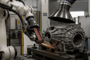 Heavy-duty robotic grinding of a cast iron housing