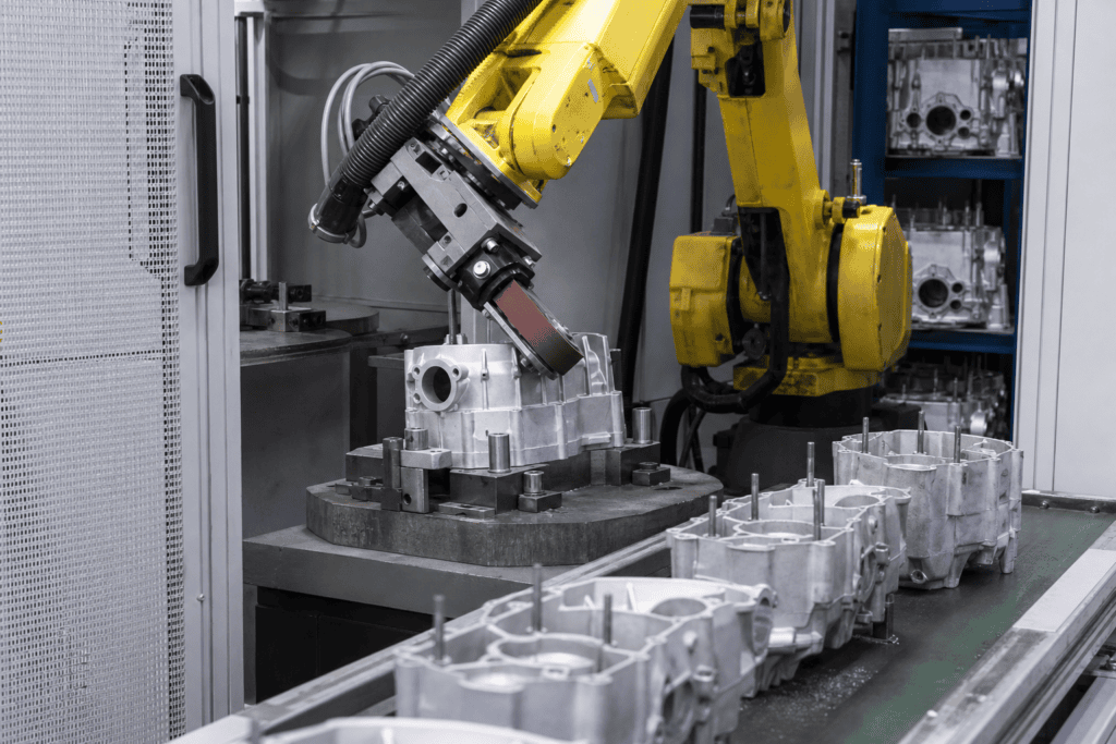 Robot fettling fresh aluminum die castings
