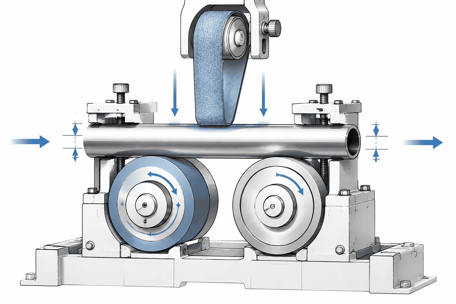 Centerless tube polishing principle diagram