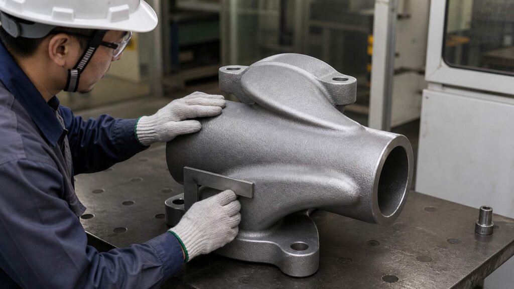 Quality inspection after robotic grinding of valve body casting